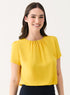Yellow Short Sleeve Chiffon Neck Top
